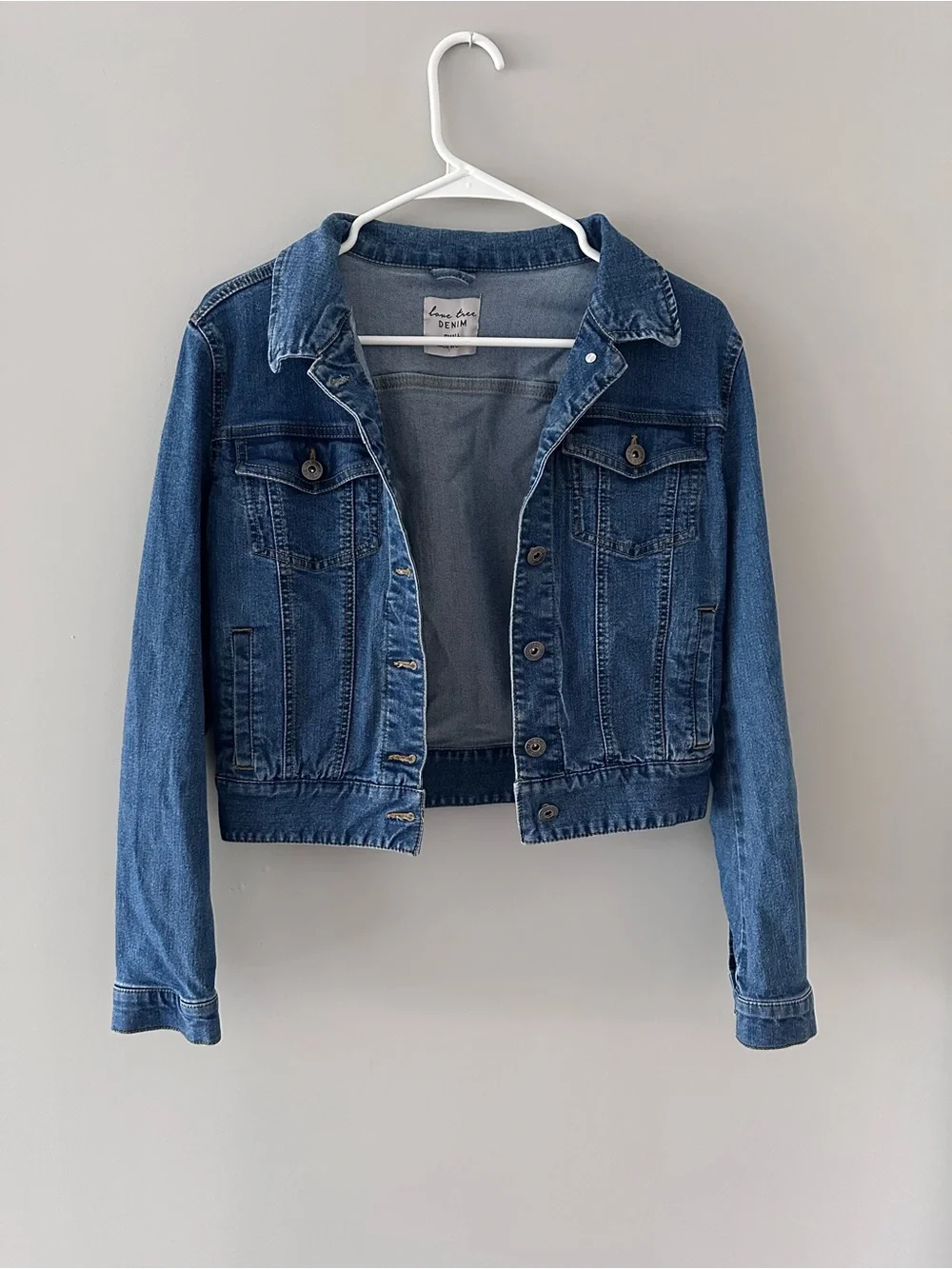 Love Tree Denim Blue Cropped Jean Jacket